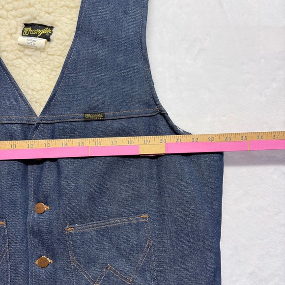 Vintage 70s Wrangler Sherpa Lined Denim Vest Mens XL Blue Jean‎ Puffer Style - Picture 5 of 7